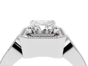 Radiant Cut Milgrain Halo Engagement Ring Setting | Open Loop Shoulders | Sterling Silver