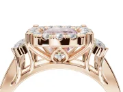 Cushion Cut Halo Engagement Ring Setting for a Fancy Pink Lab-Grown Diamond | Graduated Channel Band | Rose Gold