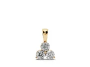 Round Lab-Grown Diamond Triangle Cluster Pendant Necklace | Shared Middle Prong | Yellow Gold
