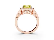 Asscher Cut Halo Engagement Ring Setting for a Fancy Yellow Lab-Grown Diamond | Channel-Set Split Shank | Rose Gold