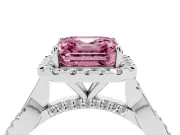 Asscher Cut Twist Halo Engagement Ring Setting for a Fancy Pink Lab-Grown Diamond | Platinum