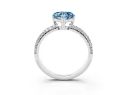 Heart-Shaped Three Row Pave Engagement Ring Setting for a Fancy Blue Lab-Grown Diamond | Platinum