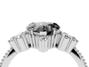 Heart-Shaped Cluster Engagement Ring Setting for a Black Center | Beaded Edges | Sterling Silver