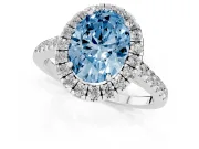 Oval Halo Engagement Ring Setting for a Fancy Blue Lab-Grown Diamond | Pave Shoulders | Sterling Silver
