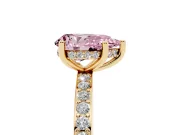 Fancy Pink Pear Cut Diamond Pavé Band Ring Set in Yellow gold with Prong-Set Center Stone