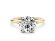 Round Thin Solitaire Engagement Ring Setting | Straight Plain Band | Yellow Gold
