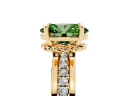 Oval Channel Set Solitaire Engagement Ring Setting for a Fancy Green Lab-Grown Diamond | Rope Collar Head | Yellow Gold