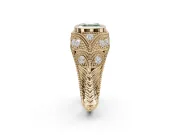 Asscher Cut Vintage Bezel Engagement Ring Setting for a Fancy Green Lab-Grown Diamond | Yellow Gold
