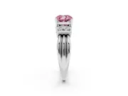 Cushion Cut Bar-Set Engagement Ring Setting for a Fancy Pink Lab-Grown Diamond | Sterling Silver