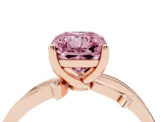 Fancy Pink Radiant Cut Diamond Pavé Twist Band Solitaire Ring Set in Rose gold with Prong Setting
