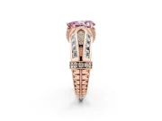 Fancy Pink Pear Cut Diamond Vintage-Inspired Milgrain Ring Set in Rose gold with Accent Split Shank