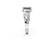Emerald Cut Bypass Solitaire Engagement Ring Setting for a Fancy Green Lab-Grown Diamond | Pavé Strands | Platinum