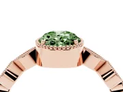 Fancy Green Oval Cut Diamond Vintage-Inspired Milgrain Ring Set in Rose gold with Marquise Stations of Round Accents