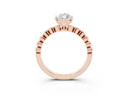 Marquise Beaded Solitaire Engagement Ring Setting | Bezel Accents | Rose Gold