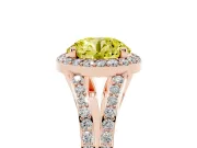 Round Halo Engagement Ring Setting for a Fancy Yellow Lab-Grown Diamond | Pave Split Shank | Rose Gold
