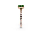 Fancy Green Radiant Cut Diamond Pavé Solitaire Ring Set in Rose gold with Round Band and Prong Setting
