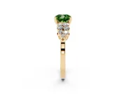 Cushion Cut Side Stone Engagement Ring Setting for a Fancy Green Lab-Grown Diamond | Shoulder Clusters | Yellow Gold
