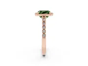 Radiant Cut Milgrain Halo Engagement Ring Setting for a Fancy Green Lab-Grown Diamond | Beaded Shoulders | Rose Gold