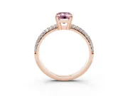 Emerald Cut Three Row Pave Engagement Ring Setting for a Fancy Pink Lab-Grown Diamond | Rose Gold