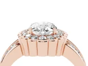 Oval Scalloped Halo Engagement Ring Setting | Double Row Band | Rose Gold