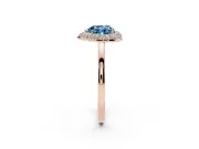 Fancy Blue Heart Cut Diamond Halo Engagement Ring Set in Rose gold with Solitaire Band and Prong Setting