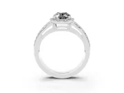 Fancy Black Oval Cut Diamond Halo Ring Set in Silver with Double Pavé Split Shank