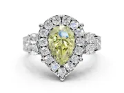 Pear-Shaped Halo Engagement Ring Setting for a Fancy Yellow Lab-Grown Diamond | Graduated Channel Band | Platinum
