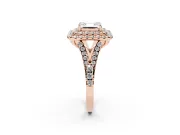 Asscher Cut Halo Split Shank Engagement Ring Setting | Rose Gold
