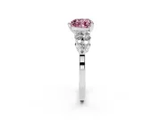 Fancy Pink Heart Cut Diamond Cluster Engagement Ring Set in White gold with Pavé Band and Prong Setting