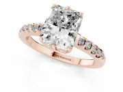 Radiant Cut Hidden Halo Solitaire Engagement Ring Setting | Shared Prong Band | Rose Gold