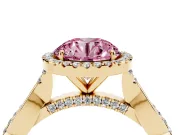 Round Twist Halo Engagement Ring Setting for a Fancy Pink Lab-Grown Diamond | Yellow Gold