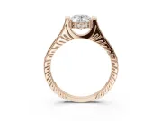 Oval Vintage Cathedral Engagement Ring Setting | Carved Band | Rose Gold