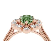Marquise Scalloped Halo Engagement Ring Setting for a Fancy Green Lab-Grown Diamond | Milgrain Edges | Rose Gold