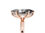 Fancy Black Marquise Cut Diamond Solitaire Ring Set in Rose gold with Thin Band and Prong Setting