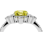 Asscher Cut Cluster Engagement Ring Setting for a Fancy Yellow Lab-Grown Diamond | White Gold