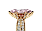 Marquise Milgrain Solitaire Engagement Ring Setting for a Fancy Pink Lab-Grown Diamond | Yellow Gold