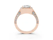 Princess Cut Vintage Milgrain Halo Engagement Ring Setting | Side Stones and Pave | Rose Gold