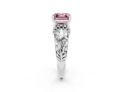 Fancy Pink Asscher Cut Diamond Filigree Halo Engagement Ring Set in Silver with Prong Setting