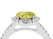 Heart-Shaped Halo Engagement Ring Setting for a Fancy Yellow Lab-Grown Diamond | Single Row Pavé Band | Platinum