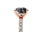 Round Petite Pavé Solitaire Engagement Ring Setting for a Black Center | Slim Band | Rose Gold