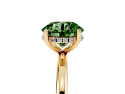 Fancy Green Round Cut Diamond Solitaire Engagement Ring Set in Yellow gold with Prong Setting and Polished Band