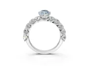 Marquise Side Stone Engagement Ring Setting for a Fancy Blue Lab-Grown Diamond | Scalloped Prong Accents | Platinum