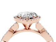 Heart Cut Diamond Halo Twisted Band Ring Set in Rose gold with Prong Setting