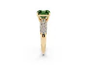 Asscher Cut Multi Row Pave Engagement Ring Setting for a Fancy Green Lab-Grown Diamond | Yellow Gold