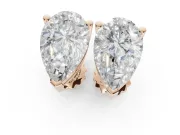 Pear-Shaped Lab-Grown Diamond Solitaire Basket Stud Earrings | Open Gallery | Rose Gold