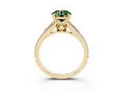 Round Pave Split Shank Engagement Ring Setting for a Fancy Green Lab-Grown Diamond | Double Claw Prongs | Yellow Gold