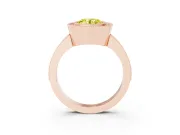 Fancy Yellow Round Cut Diamond Halo Engagement Ring Set in Rose gold with Pavé Band and Round Halo Stones