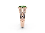 Fancy Green Oval Cut Diamond Halo Ring Set in Rose gold with Double Pavé Split Shank
