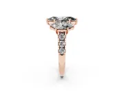 Marquise Three Stone Engagement Ring Setting for a Black Center | Accented Shoulders | Rose Gold