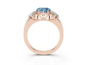 Heart-Shaped Three Stone Engagement Ring Setting for a Fancy Blue Lab-Grown Diamond | Matching Side Stones | Rose Gold